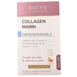 Biocyte Collagen Marin - 20 Sticks Orodispersibles - Comble les rides et raffermit la peau