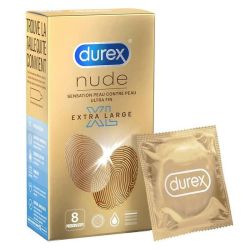 Durex Nude Extra Large Sensation Peau contre Peau 8 préservatifs ultra fins