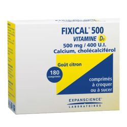 Fixical 500 Vitamine D3 500 mg/400 UI - 180 comprimés à croquer ou à sucer