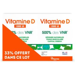 Vitavea Vitamine D 1000 UI - Lot de 2 x 90 Comprimés - Capital osseux, défenses naturelles et tonus musculaire