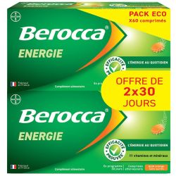 Berocca Énergie Orange Sans Sucre - 60 Comprimés Effervescents - Forme Physique et Activité Mentale