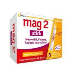 Cooper MAG 2 Stick Nervosité, Fatigue et Fatigue Musculaire - 30 Sticks Orodispersibles