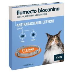 Flumecto Biocanina Chat Collier 38cm - Elimine puces et tiques jusqu'à 8 mois