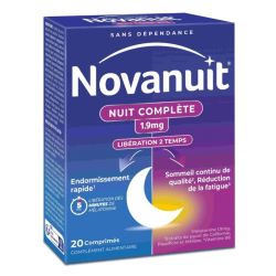 Sanofi Novanuit Nuit Complète 1.9mg Mélatonine Sommeil Global - 20 Comprimés