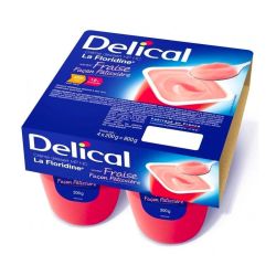 Délical La Floridine Crème Dessert - Apport Calorique et Protéique Élevé - Saveur Fraise - 4 x 200g