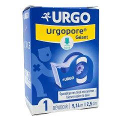 Urgo Urgopore Sparadrap Microporeux Géant 1 Dévidoir – Fixation douce – 9,14 m x 2,5 cm