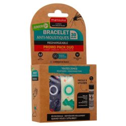 Manouka Bracelet Anti-Moustiques Junior - Pack de 2 bracelets + recharge - Protection efficace 6 heures