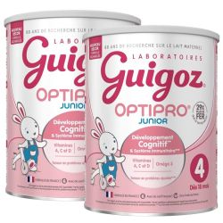 Guigoz Optipro Junior Lait 4ème Âge Dès 18 Mois BiPack 2x900g – Croissance et vitalité