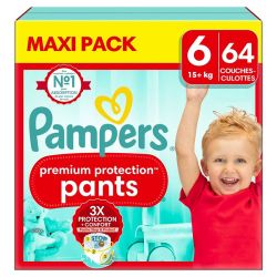 Pampers Premium Protection Pants - Maxi Pack 64 Couches-Culottes - Taille 6 : +15 kg