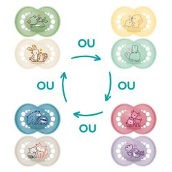 MAM Original 6 Mois et plus Lot de 2 Sucettes Animaux - Coloris aléatoire