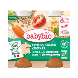Babybio Petit Pot Pâtes Bolognaises Végétales aux Lentilles 8 mois - 2 x 200g