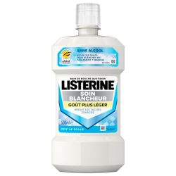 Listerine Bain de Bouche Soin Blancheur - 500 ml - Goût Plus Léger - Protection quotidienne et blancheur