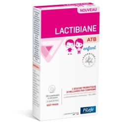 Pileje Lactibiane ATB Enfant Souche Probiotique - 10 Comprimés à Croquer Goût Fraise