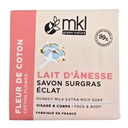 MKL Green Nature Lait d'Ânesse Savon Surgras Éclat Fleur de Coton 100 g - Illumination et nettoyage des peaux sensibles
