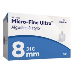 Embecta Micro-Fine Ultra 8mm - Aiguille à stylo pour administration correcte de l'insuline