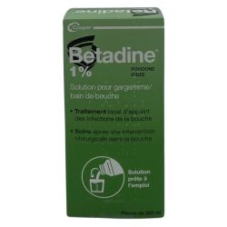 Betadine 1 % Bain de bouche 200 ml - Traitement des infections de la bouche
