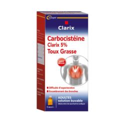 Cooper Clarix Sirop Expectorant Carbocistéine 5% Sans Sucre Adultes Toux Grasse - 250ml