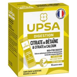 UPSA Citrate de Bétaïne et Citrate de Calcium 10 Sachets – Bien-être digestif