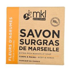 MKL Green Nature Savon Surgras de Marseille Fleurs d'Agrumes 100 g - Adoucissement et nettoyage quotidien du corps et des mains