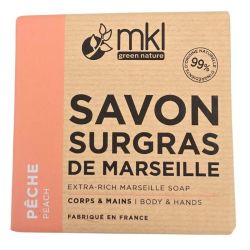 MKL Green Nature Savon Surgras de Marseille Pêche Bio 100g - Adoucit et nettoie en douceur le corps et les mains