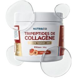 Nutri&Co Tripeptides de Collagène 100g Saveur : Pêche – Haute absorption et Fermeté