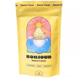 Bonjour Boisson Naturelle aux Champignons Adaptogènes - 15 portions - Saveur cacao - Énergie stable, clarté mentale et digestion apaisée