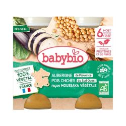 Babybio Petit Pot Moussaka Végétale Aubergines Pois Chiches 6 mois - 2 x 200g