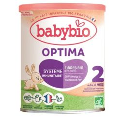 Babybio Optima 2ème âge 400 g (6 à 12 mois) - Lait de suite bio avec fibres