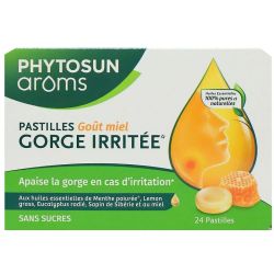 Phytosun Arôms Pastilles Gorge Irritée Sans Sucres Goût Miel - 24 Pastilles