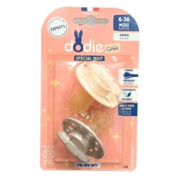 Dodie Gaïa Sucettes Rondes Caoutchouc Naturel Spécial Nuit 6-36m - Lot de 2