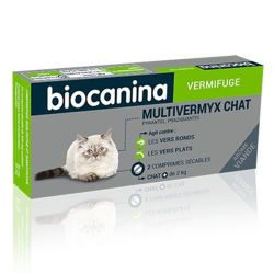 Biocanina Multivermyx - Vermifuge pour Chats de + de 2kg - Boîte de 2 comprimés