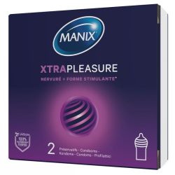 Manix Xtra Pleasure - 2 Préservatifs - Nervuré & Forme stimulante