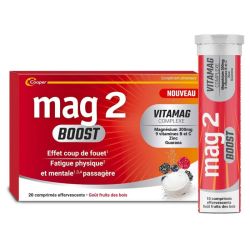 Mag 2 Boost - 20 Comprimés Effervescents - Goût Fruits des Bois - Fatigue Physique et Mentale Passagère