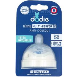 Dodie Tétine de Rechange Multi-Perforée Anti-Colique Débit Moyen 0-6 mois – Tétée naturelle et confort