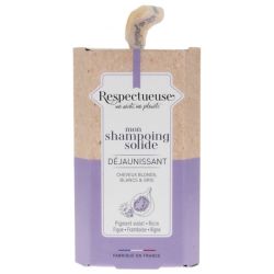Respectueuse Shampoing Solide Déjaunissant - 75 g - Neutralise les reflets jaunes et sublime les cheveux clairs