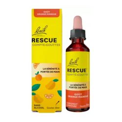 Rescue Bach Compte-Gouttes - Goût Orange Mangue - Apporte Calme & Sérénité - 20 ml