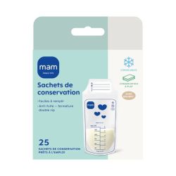 MAM Sachets de Conservation de Lait Maternel 180ml - Boîte de 25 Sachets