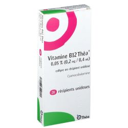 Théa Vitamine B12 0,05% collyre en récipient unidose - Traitement d'appoint des troubles de la cicatrisation oculaire