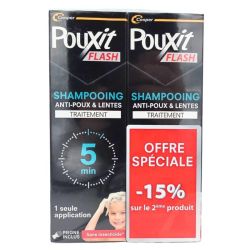Pouxit Flash Shampooing anti-poux 2-en-1 Offre spéciale 2x100 ml - Traite et lave en seulement 5 minutes