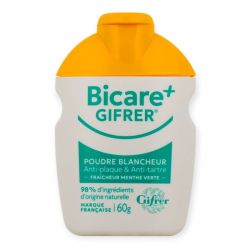 Gifrer Bicare+ Poudre Blancheur Fraîcheur - 60g - Menthe Verte - Anti-taches & haleine fraîche