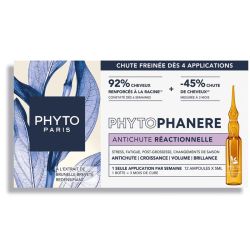Phyto Phytophanere Traitement Antichute Réactionnelle - 12 fioles x 5ml - Action rapide, densité retrouvée et cheveux renforcés
