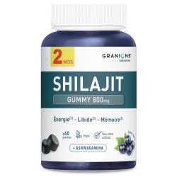 Granions Shilajit Gummies 800mg Énergie, Mémoire, Lbido & Stress - 60 Gummies Cassis