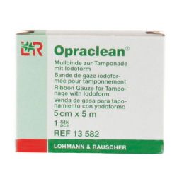 Lohmann & Rauscher Opraclean Mèche Iodoformée - 5 cm x 5 m - Drainage Antiseptique - 1 pièce