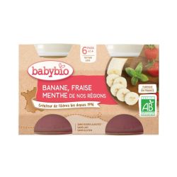 Babybio Petit Pot Banane Fraise Menthe 6 mois - 2 x 130g