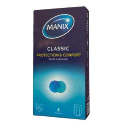 Manix Classic Protection Et Confort - Préservatifs Anatomiques, Fins, et Extra Lubrifiés - 6 Préservatifs