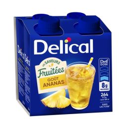 Delical Les Saveurs Fruitées Boisson Nutritionnelle Prête à Boire Sans Lactose Ananas - 4 x 200ml