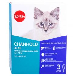 Clément Thékan Chanhold 45mg - pour Chats de 2,6 à 7,5kg - Antiparasitaire - Boîte de 3 pipettes