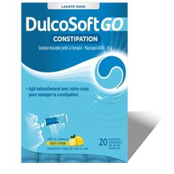 Gilbert Dulcosoft GO Solution Buvable Goût Citron 20 Sachets – Soulagement de la constipation en douceur