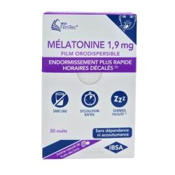 Ibsa Filmtec Melatonine - 1,9mg - Favorise l'Endormissement - 30 Films Orodispersibles