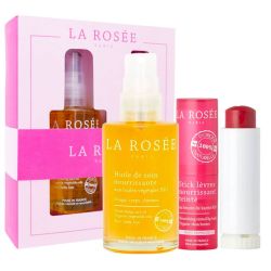 La Rosée Coffret Éclat Premium Noel 2024 - Huile de Soin + Stick Lèvres + Recharge GRATUITE - 1 kit